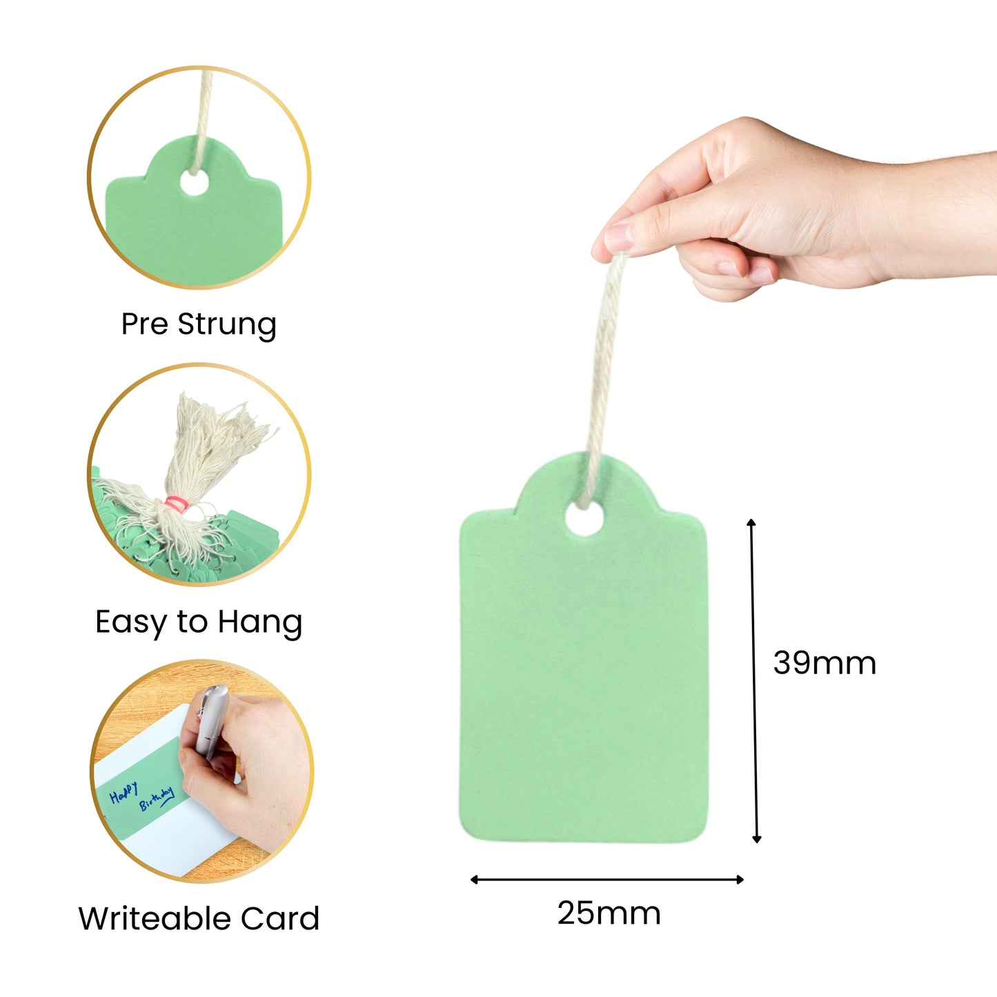 Pack of 600 Medium Red Strung Tags 25 x 39mm
