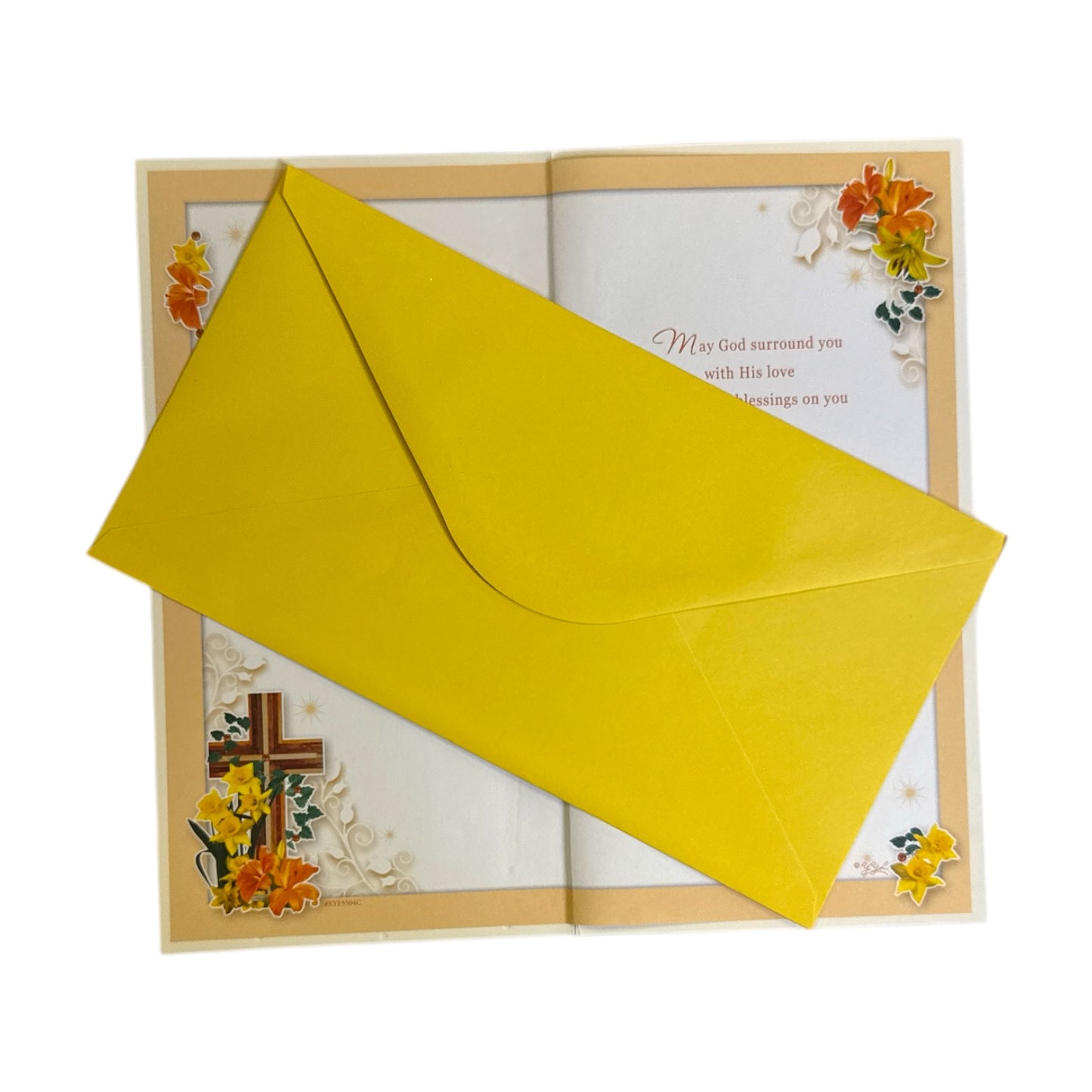 Floral Cross Religious Blessings Easter Card