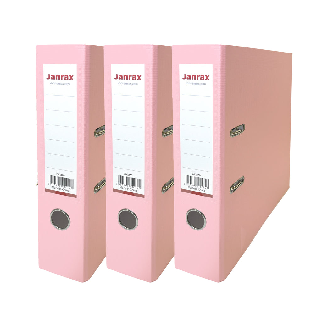 Pack of 3 A4 Pastel Pink Paperbacked Lever Arch Files by Janrax– Choice ...