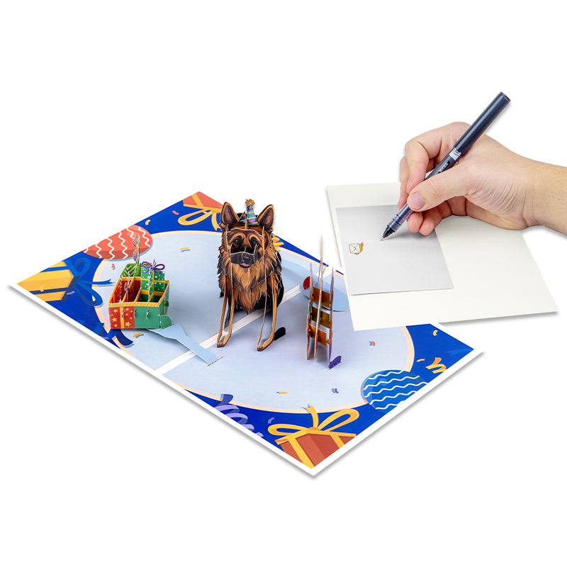 Paws & Presents 3D German Shepherd Pop Up Birthday Card