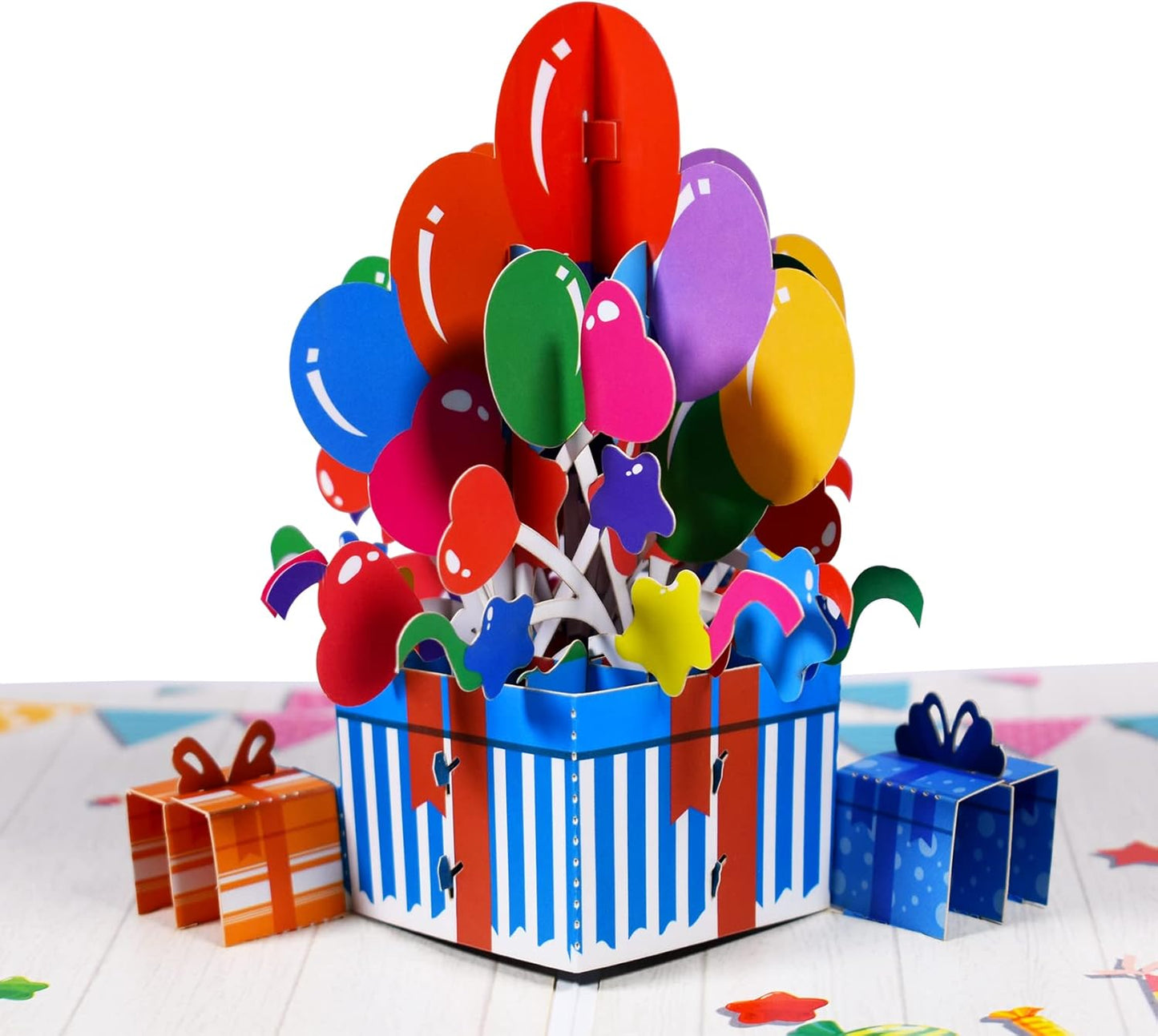 Colorful Balloons Gift Box Design 3D Pop Up Birthday Card
