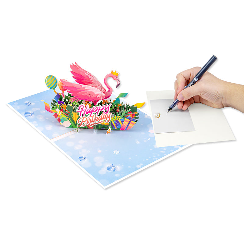 Pink Party Bird 3D Flamingo 3D Pop Up Birthday Card