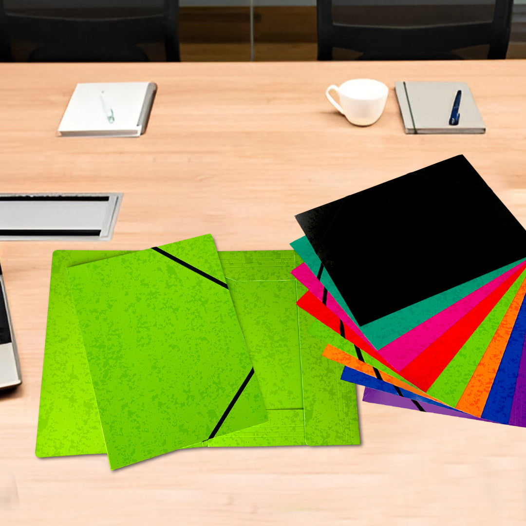 A4 Blue Card 3 Flap Folder With Elastic Closure