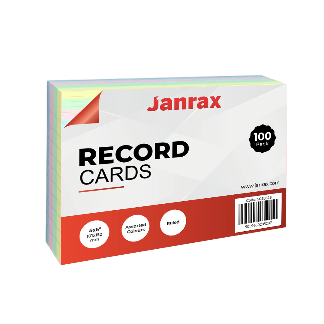 Pack of 600 Assorted Colour Ruled 6x4" Record Cards – Lined Study Index Cards for Notes, Revision