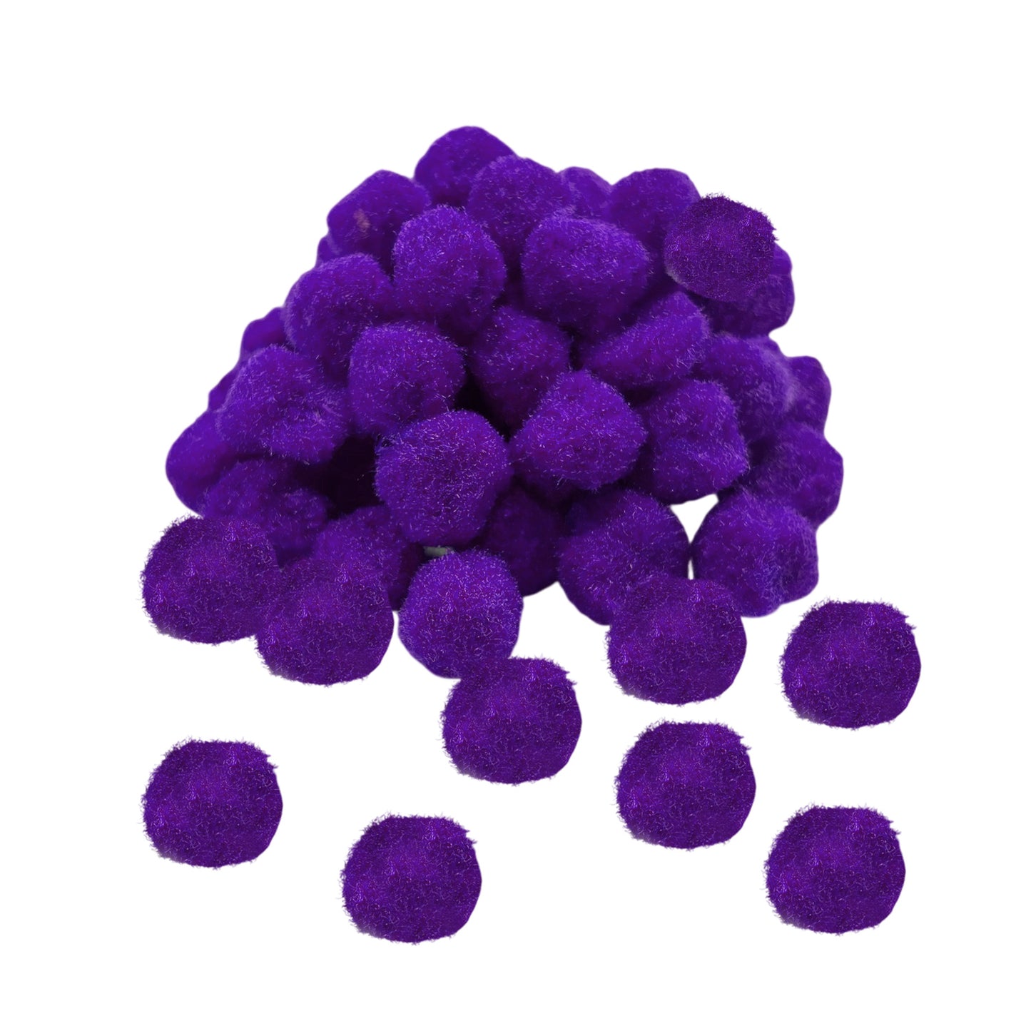 Pack of 50 Purple Pom Poms 1.5cm – Soft Fluffy Craft Balls