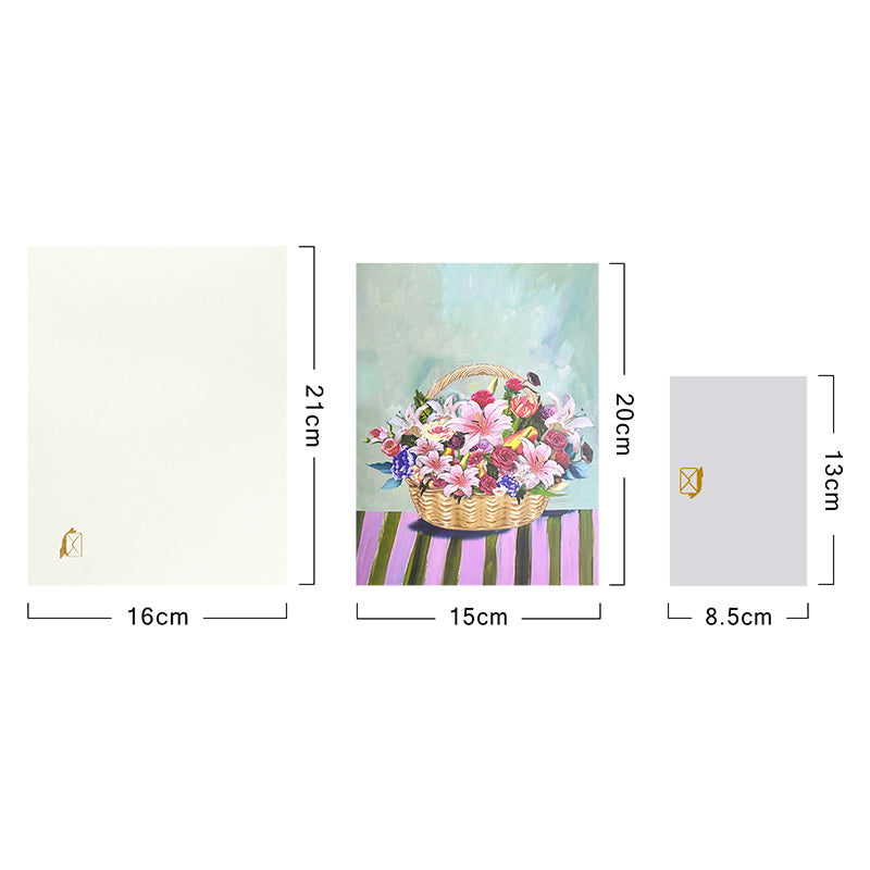 Watercolor Lily Flower Basket Blooming Wishes 3D Pop Up Card