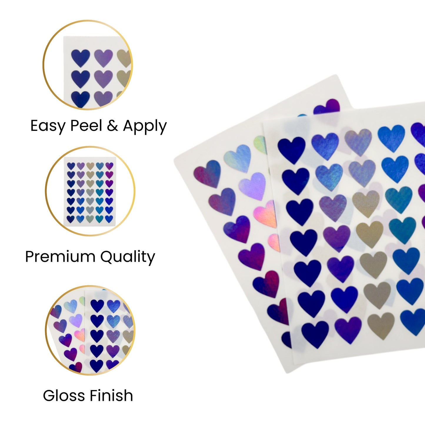 Pack of 70 Assorted Fashion Coloured Holographic Hearts Self-Adhesive Labels