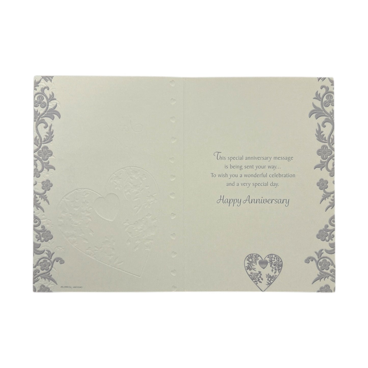 Son & Daughter-In-Law Traditional Silver Heart Floral Design Anniversary Wishes Card