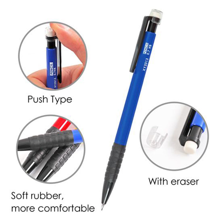 12 Sets of 0.7mm Mechanical Pencil and HB Lead Refills – Comfortable Grip, Smooth & Precise Writing
