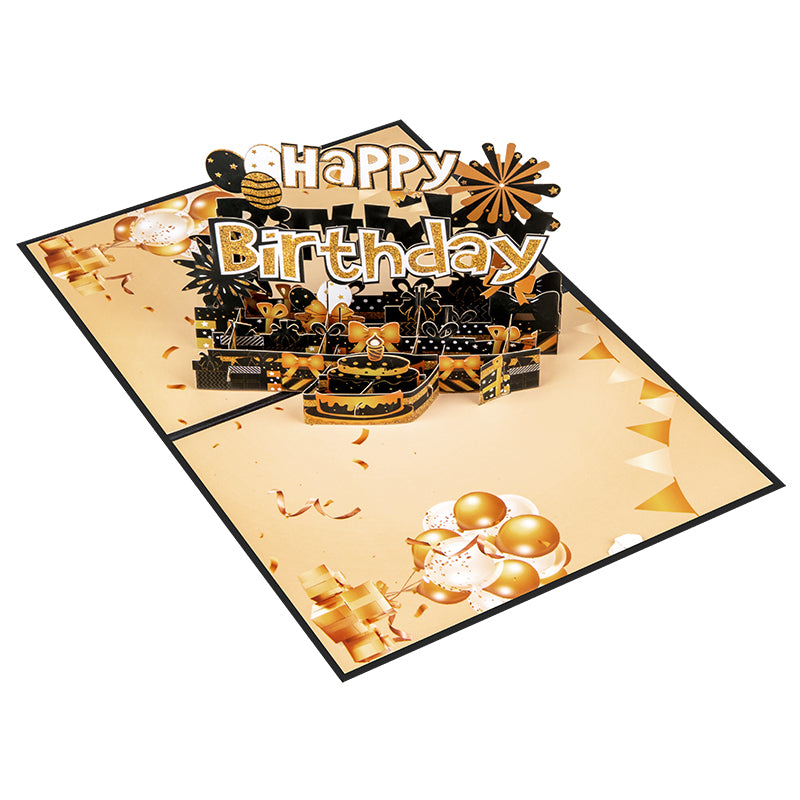 Golden Wishes 3D Pop Up Birthday Card