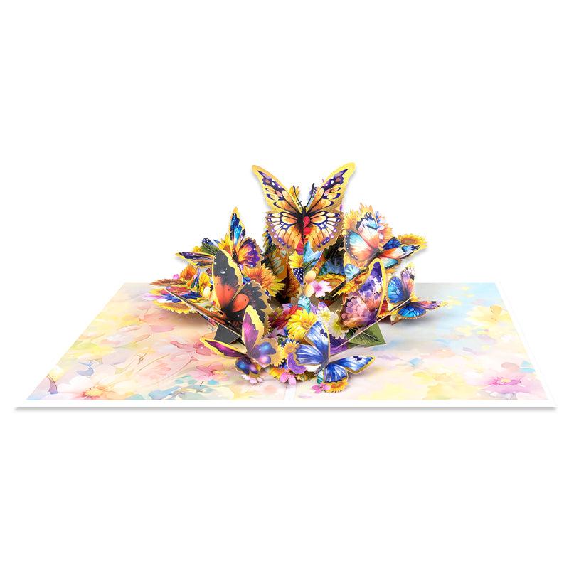 Wings of Sunshine Floral Butterfly 3D Pop Up Greeting Card