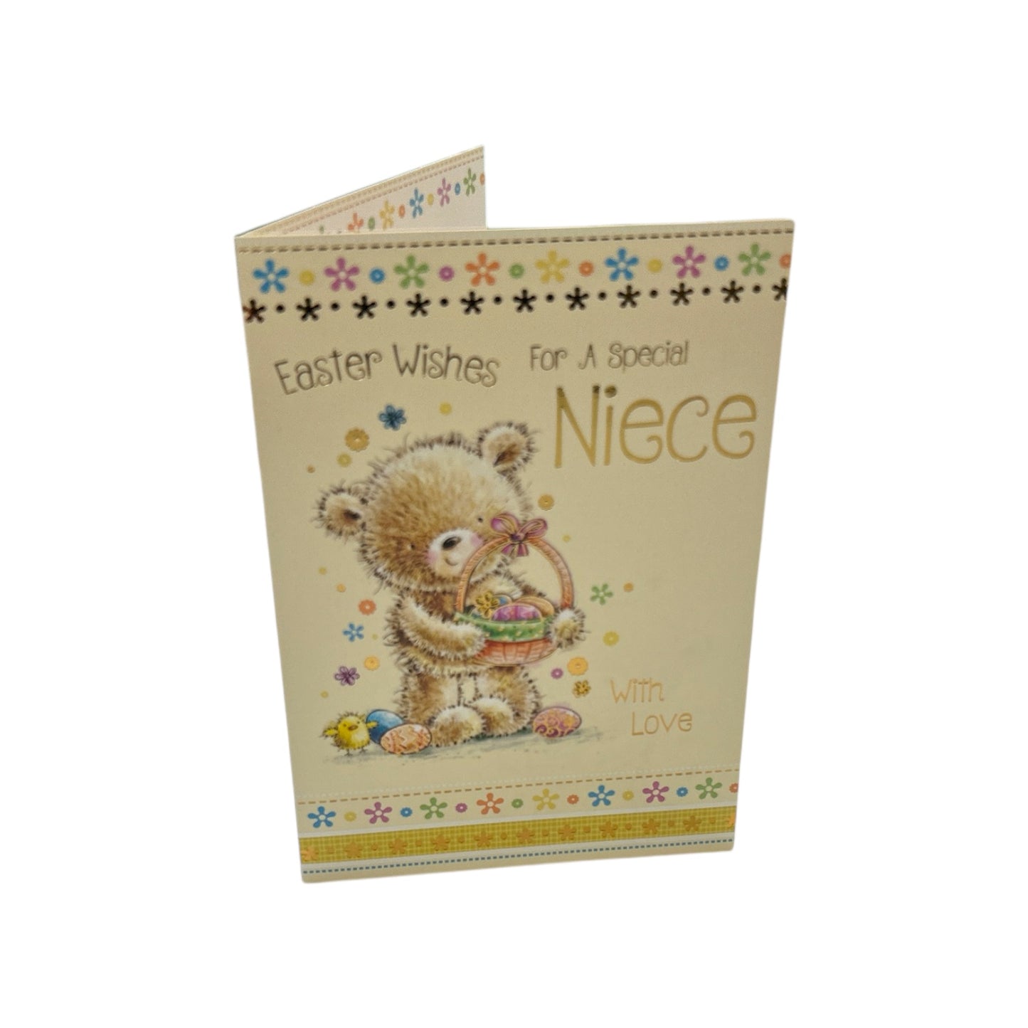 For A Special Niece Cute Teddy & Eggs Design Easter Card