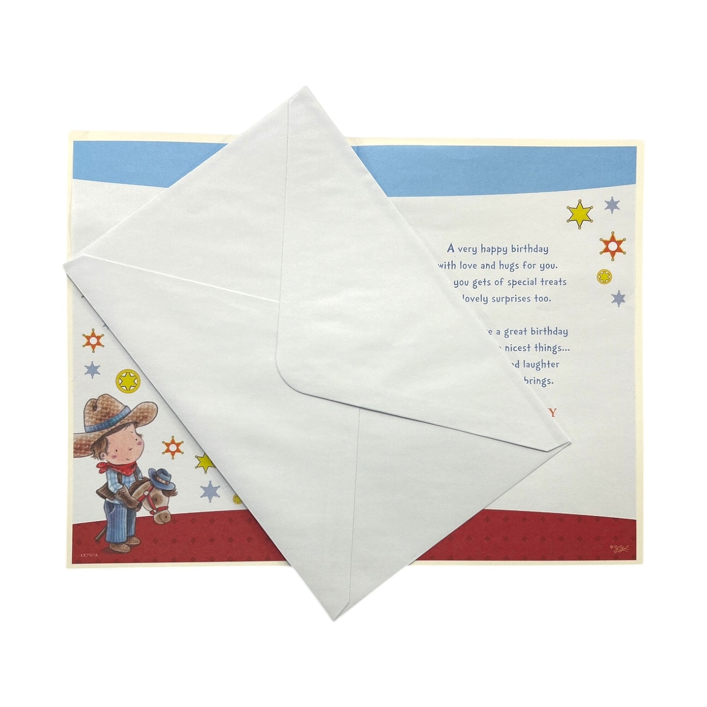 For Son Age 2 Juvenile Boy and Horse Design Birthday Card with Badge