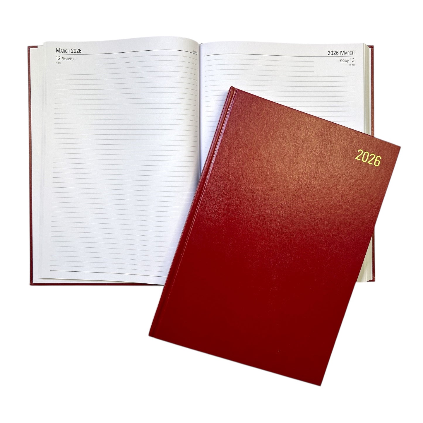 Janrax 2026 A4 Day Per Page Burgundy Desk Diary