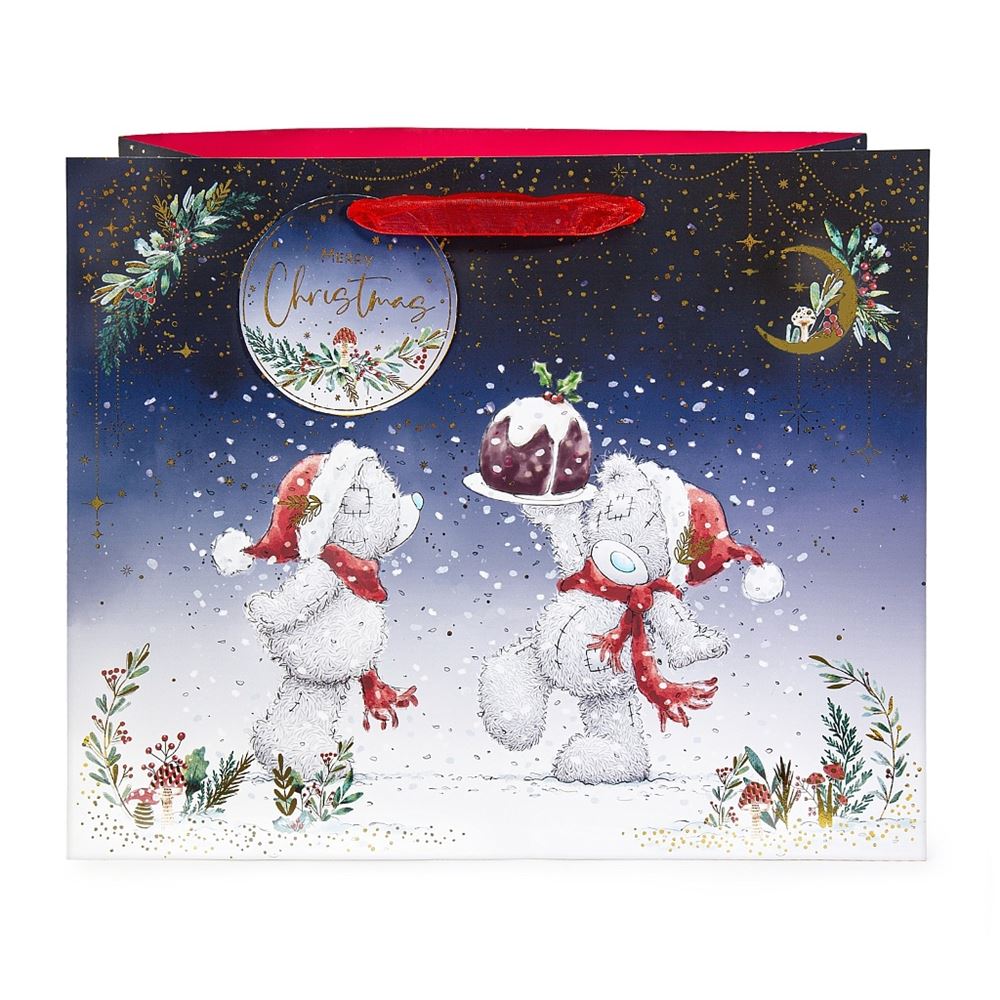 Bear with Pudding Large Christmas Gift Bag {DC}