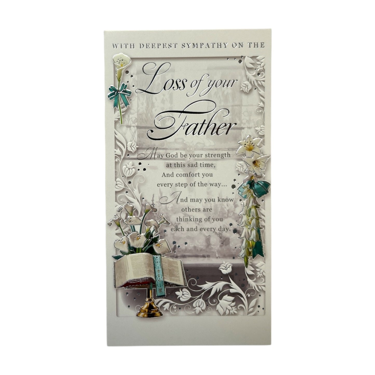 Loss of Father Floral Design Sympathy Opacity Card