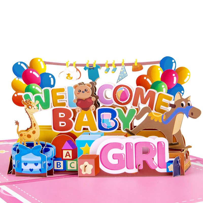 Bundle of Joy Welcome Baby Girl 3D Pop Up Greeting Card