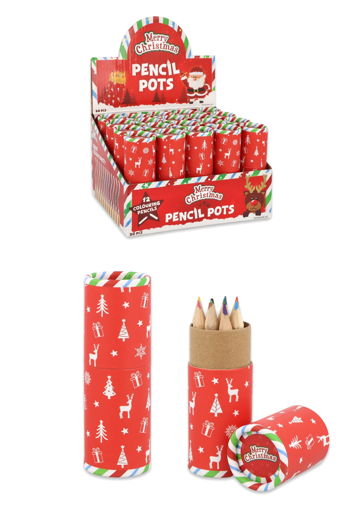 Pack of 12 Mini Christmas Colouring Pencil Tube