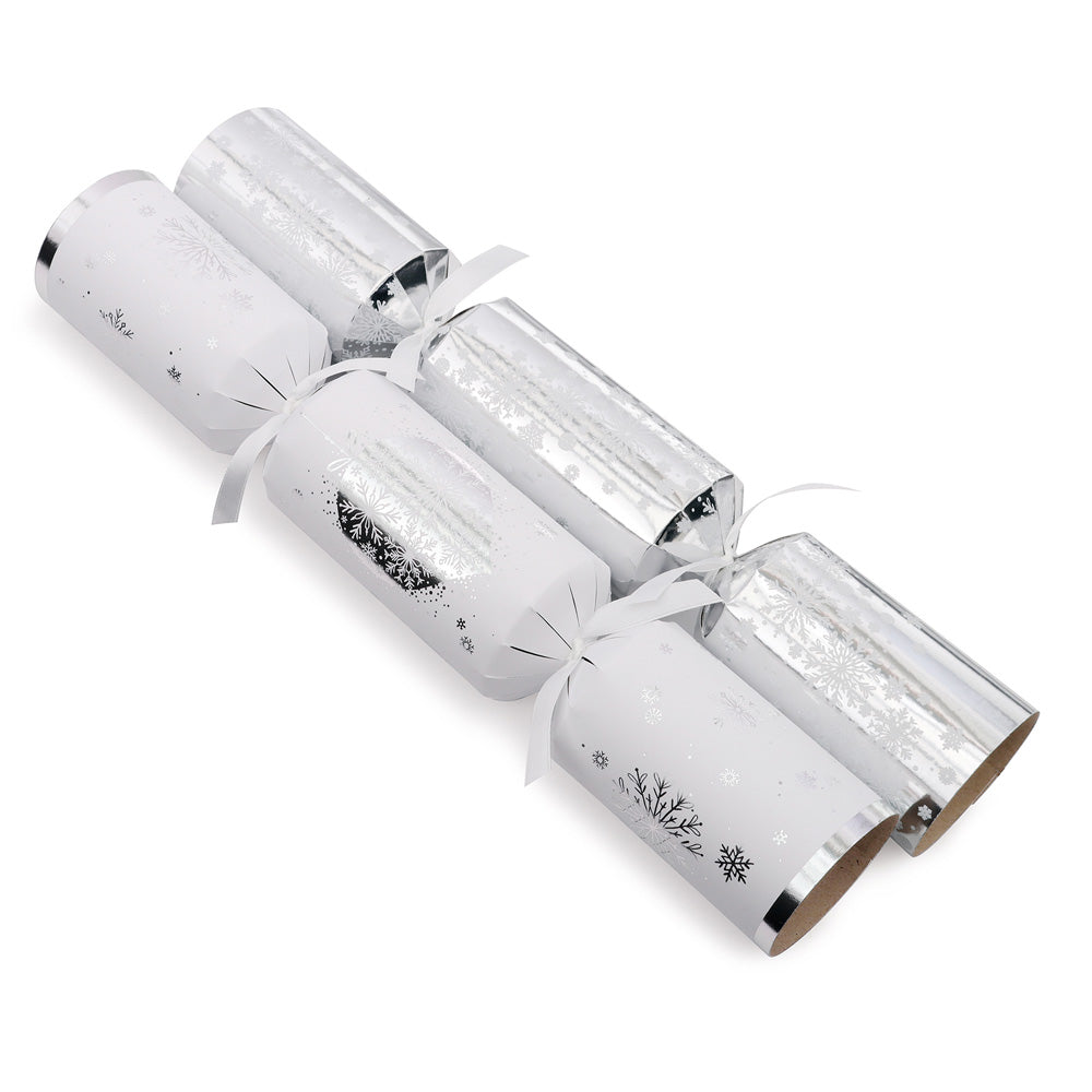Pack of 6 14" Silver Premium Christmas Dinner Crackers