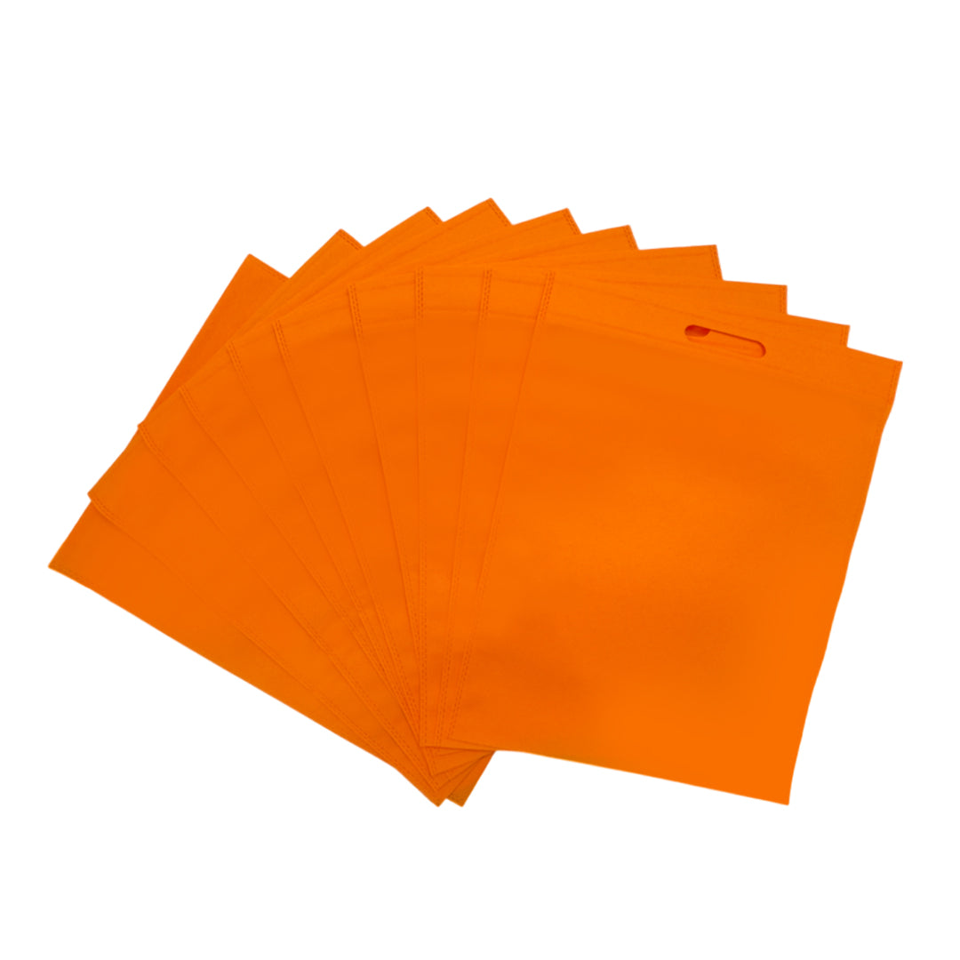 Pack of 100 Orange Coloured 50x40cm Non-Woven Patch Handle Bags