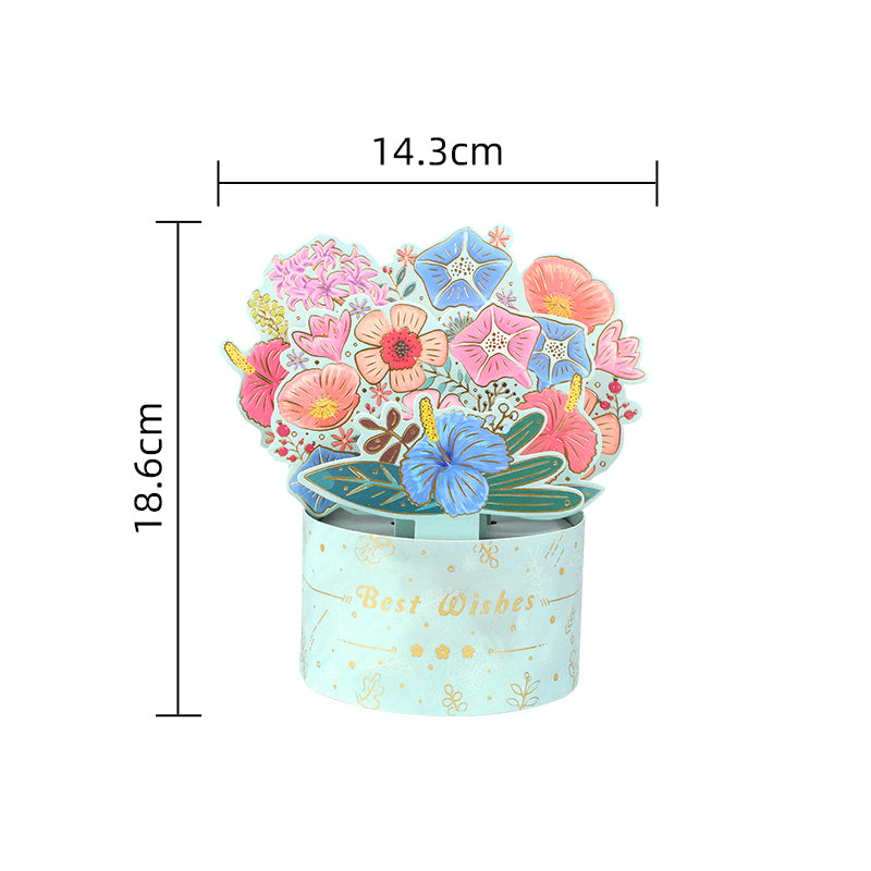 Floral Charm in Blue Vase 3D Pop Up Greeting Card - Birthday Mother's Day