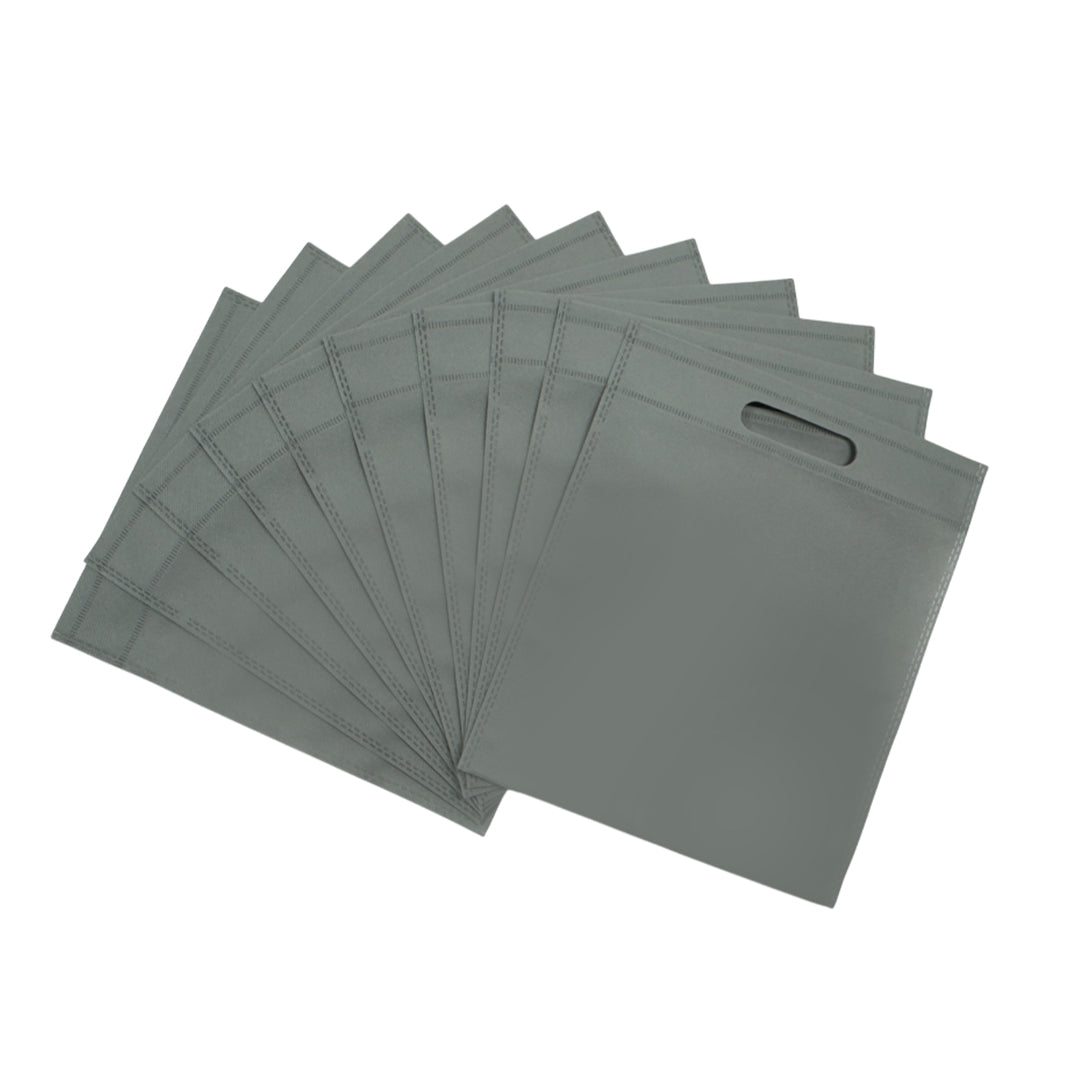 Pack of 100 Grey Coloured 30x25cm Non-Woven Patch Handle Bags