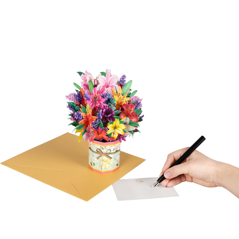Lilies & Tulips Colorburst Bouquet 3D Pop Up Greeting Card