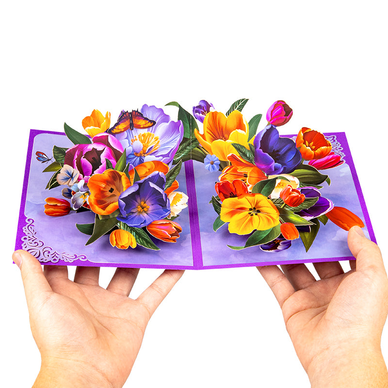Joyful Blossoms Spring Bouquet 3D Pop Up Greeting Card