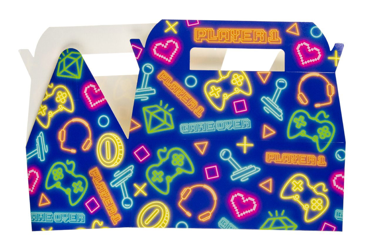 Pack of 12 Extra Large Gamer Theme Food Boxes 23 x 12 x 10cm