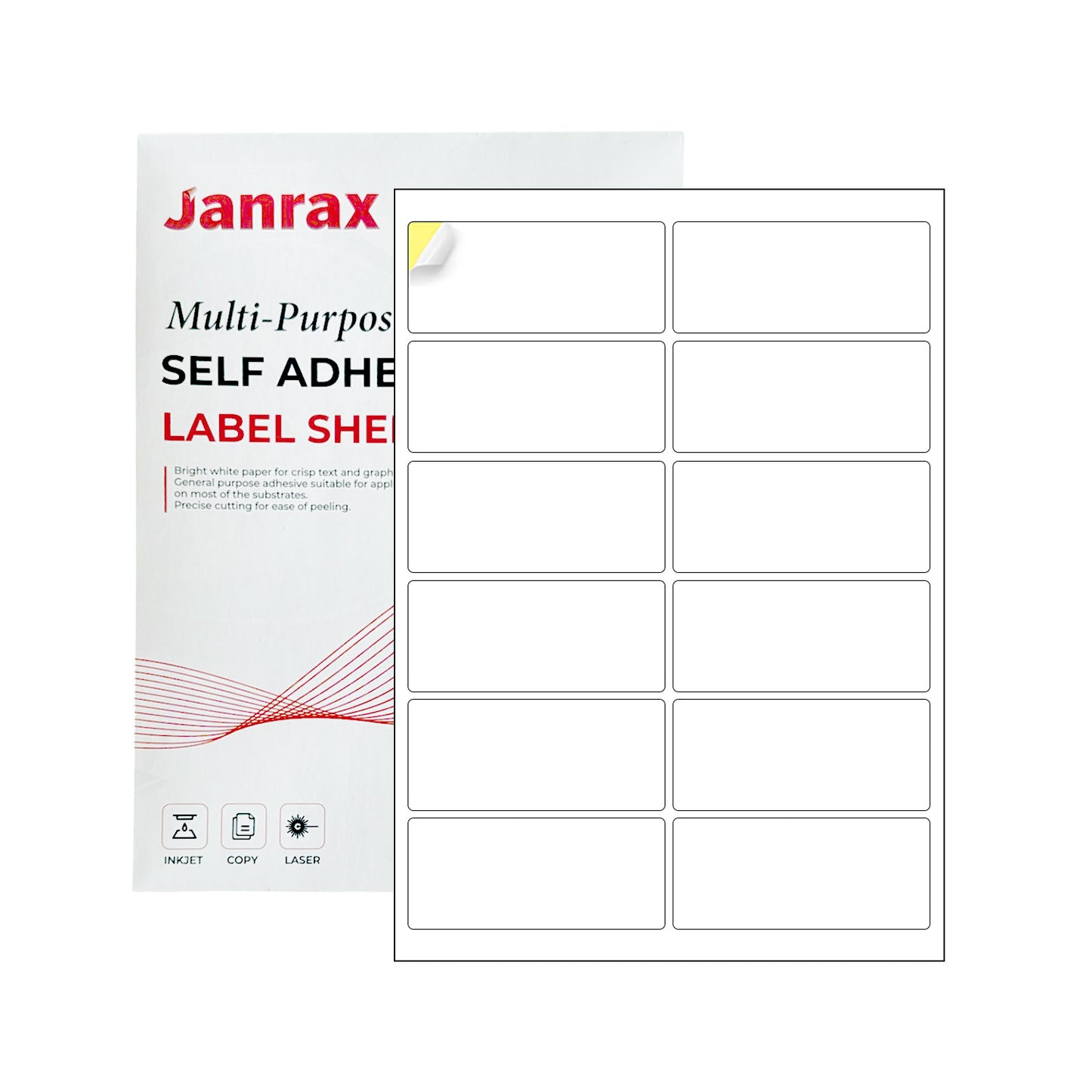 Pack of 1200 White 99x45mm Self Adhesive Labels (12 Labels per A4 Sheet)