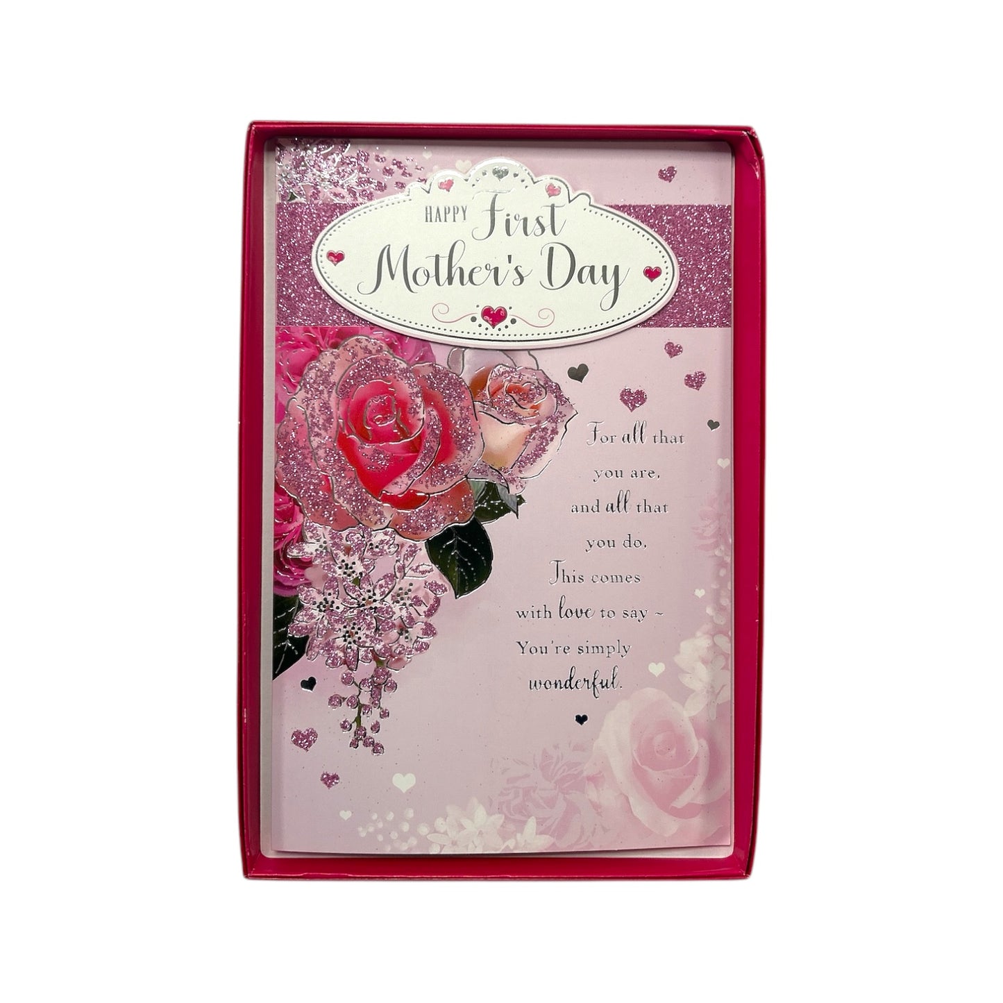 Happy First Mother's Day Beautiful Roses Design Pink Boxed Card