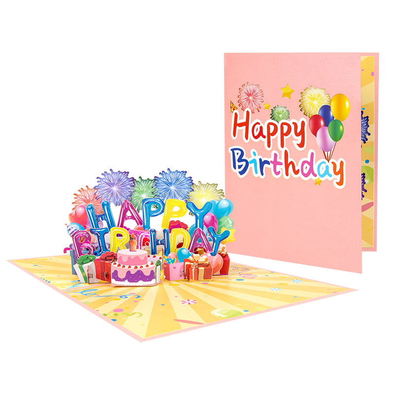 Balloons & Bliss Colorful 3D Pop Up Birthday Card