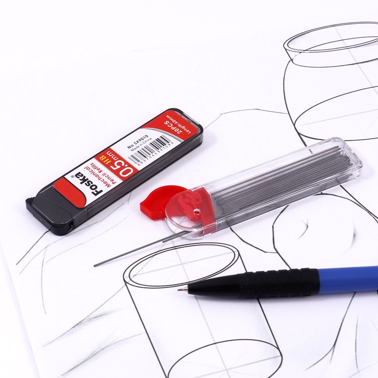 Pack of 12 0.7mm Mechanical Pencil HB Black Lead Refill Tubes