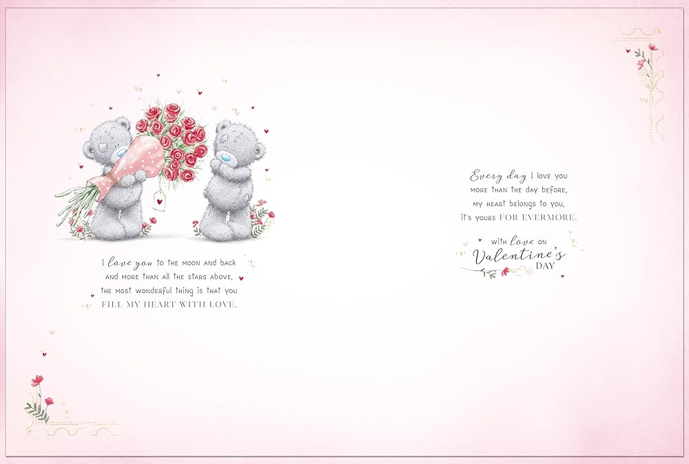 Bears With Bouquet Wonderful Wife Luxury Boxed Handmade Valentine's Day Card