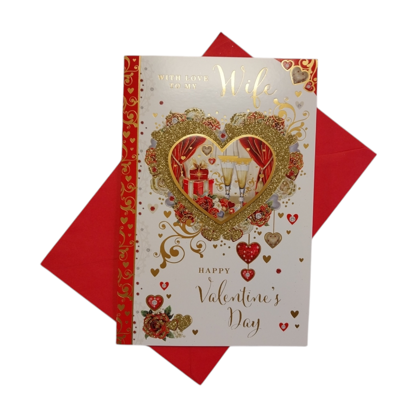 To My Wife Heart Wreath Frame Design Valentine's Day Card