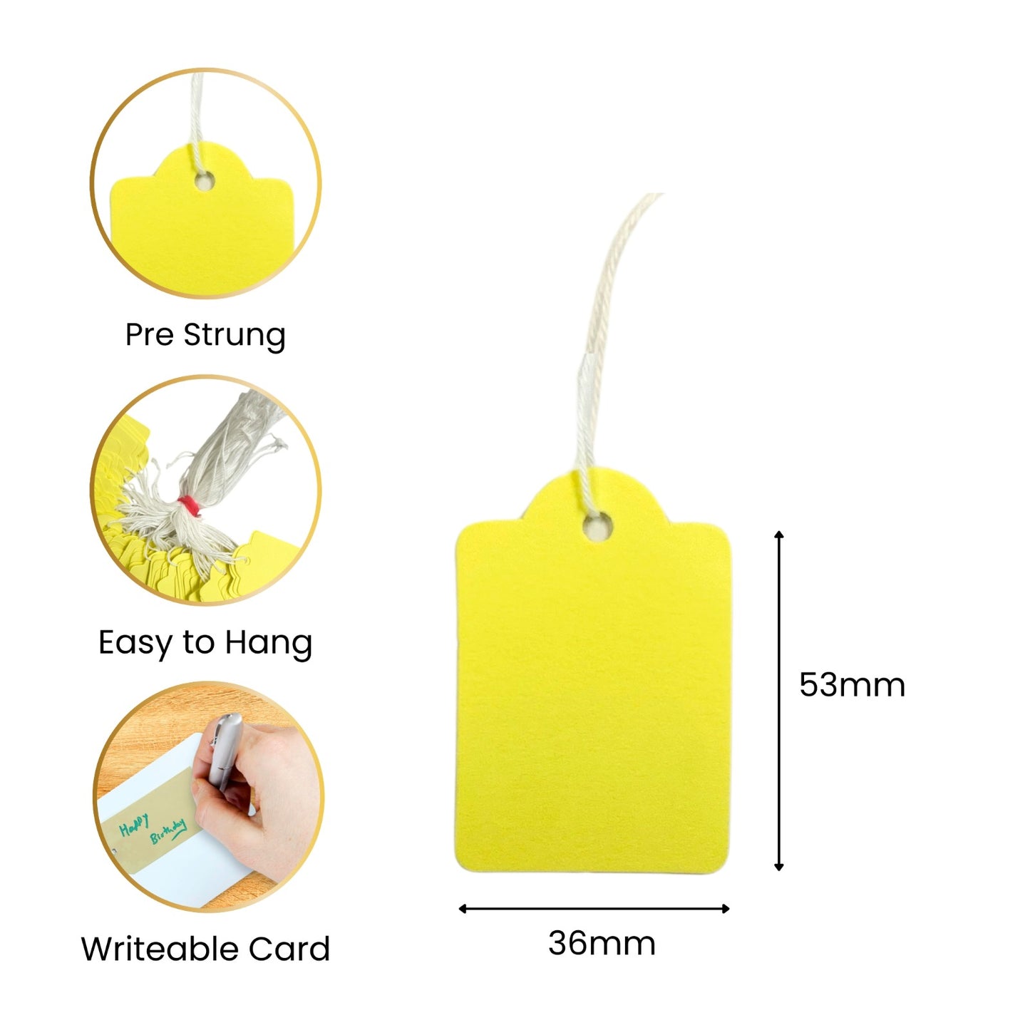 Pack of 100 Large Purple Strung Tags 36 x 53mm