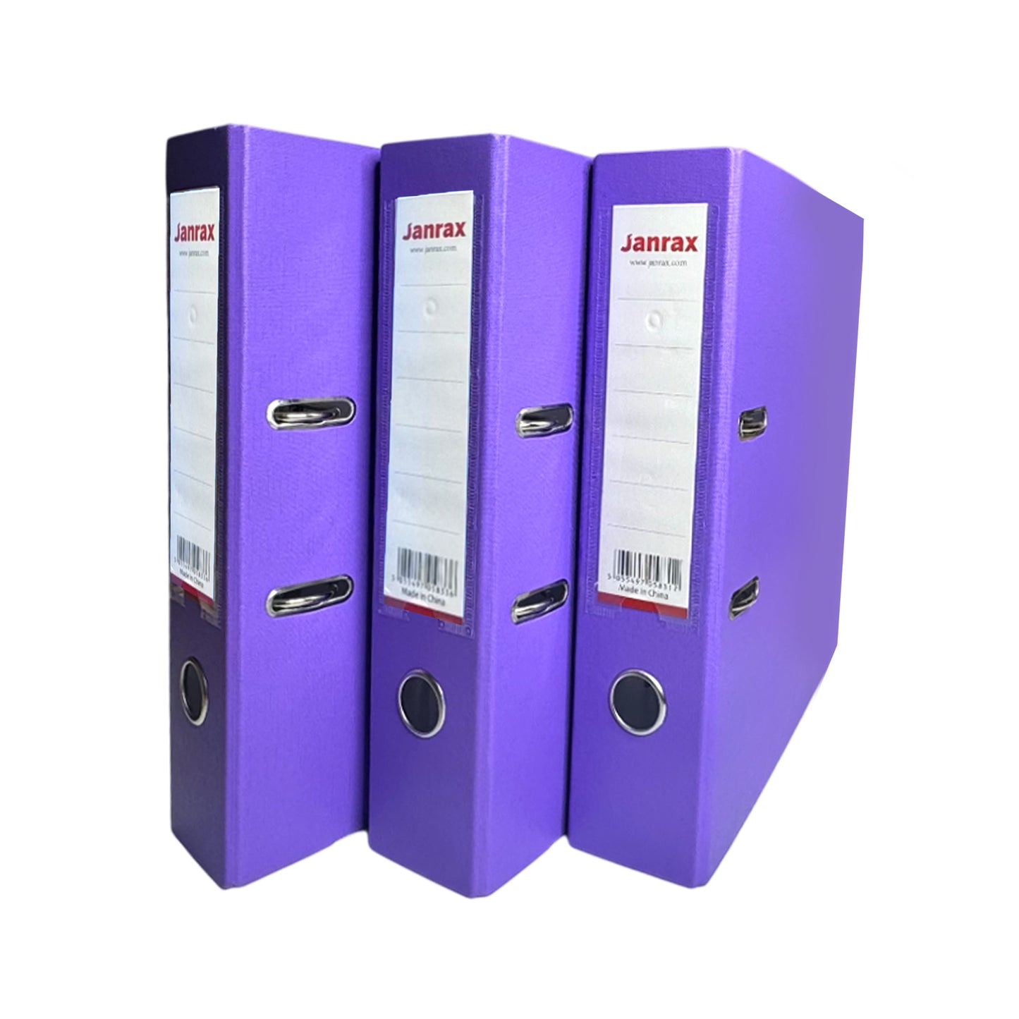 Pack of 3 A4 Purple Paperbacked Lever Arch Files by Janrax