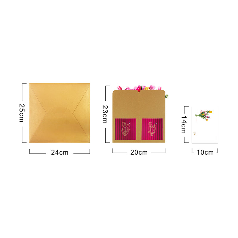 Tulip Beige 3D Pop Up Birthday Box Card - Spring Mother's Day Birthday Mum