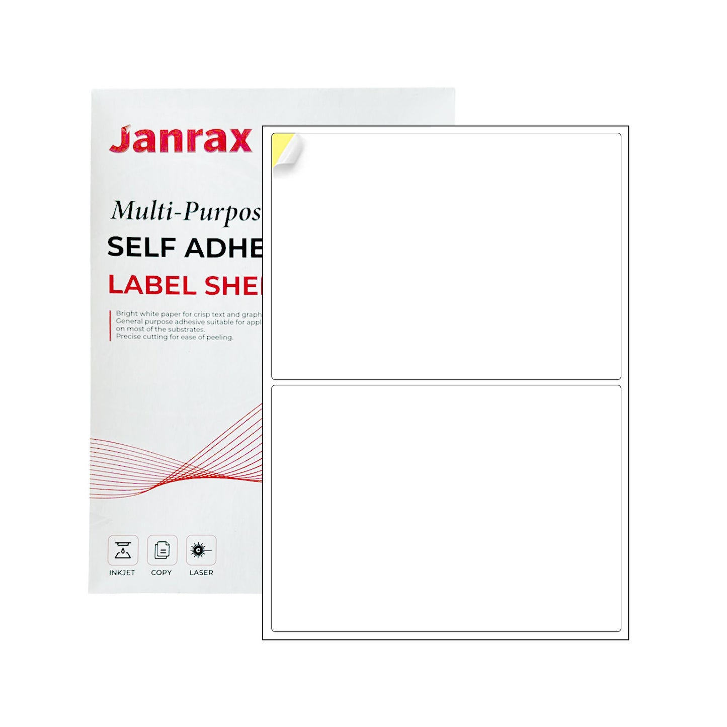 Pack of 200 White 199x145mm Self Adhesive Labels (2 Labels per A4 Sheet)