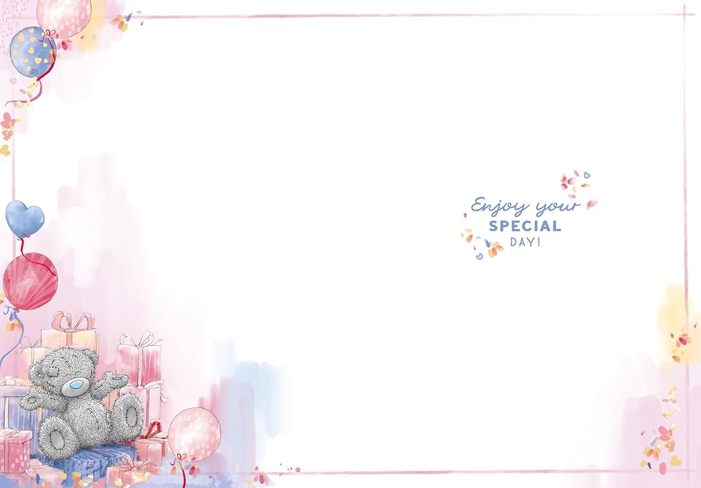 Bear Sat At Table With A Cake Make a Wish Birthday Card