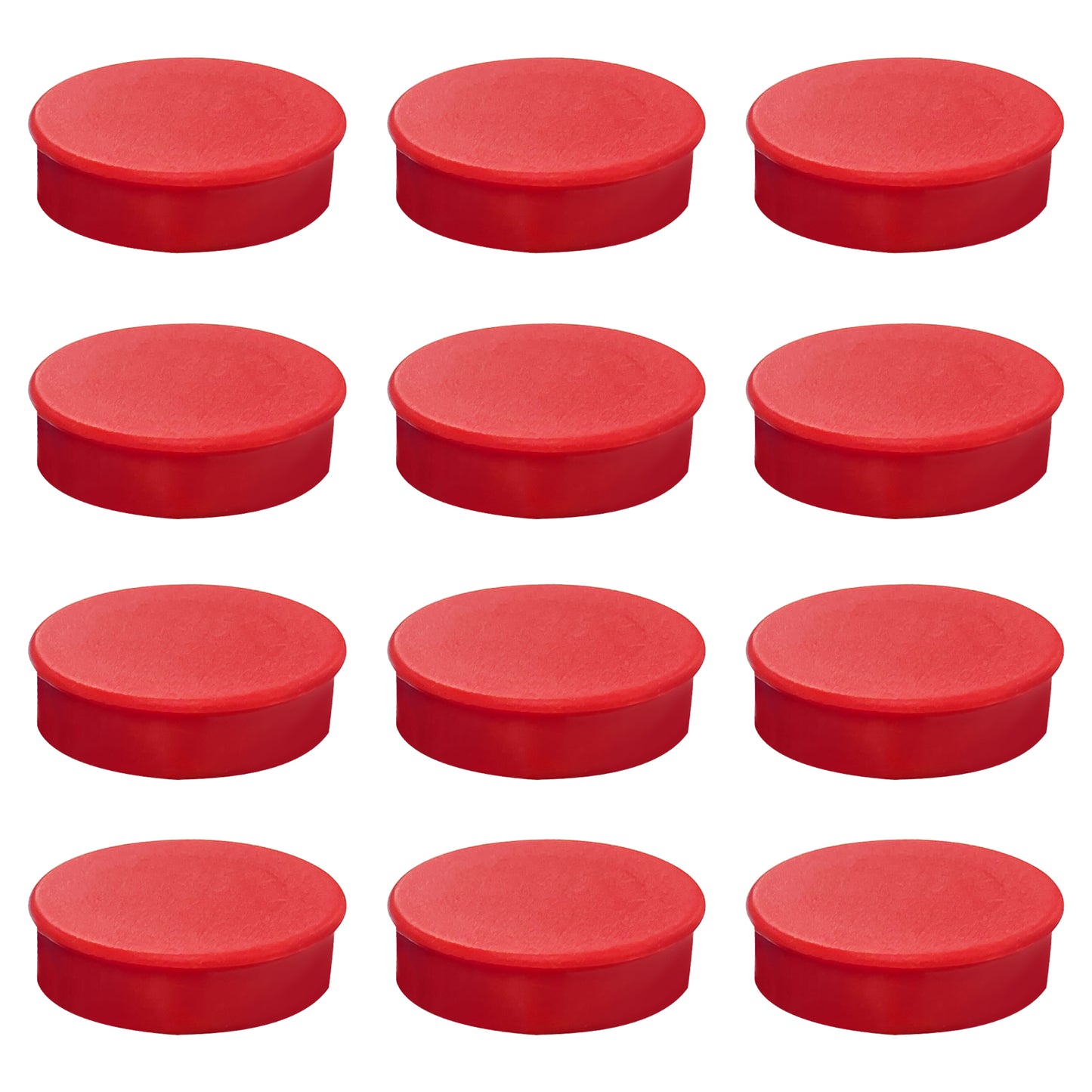Pack of 36 Red Coloured Round Flat Magnets - 24mm Whiteboard Notice Board Office Fridge