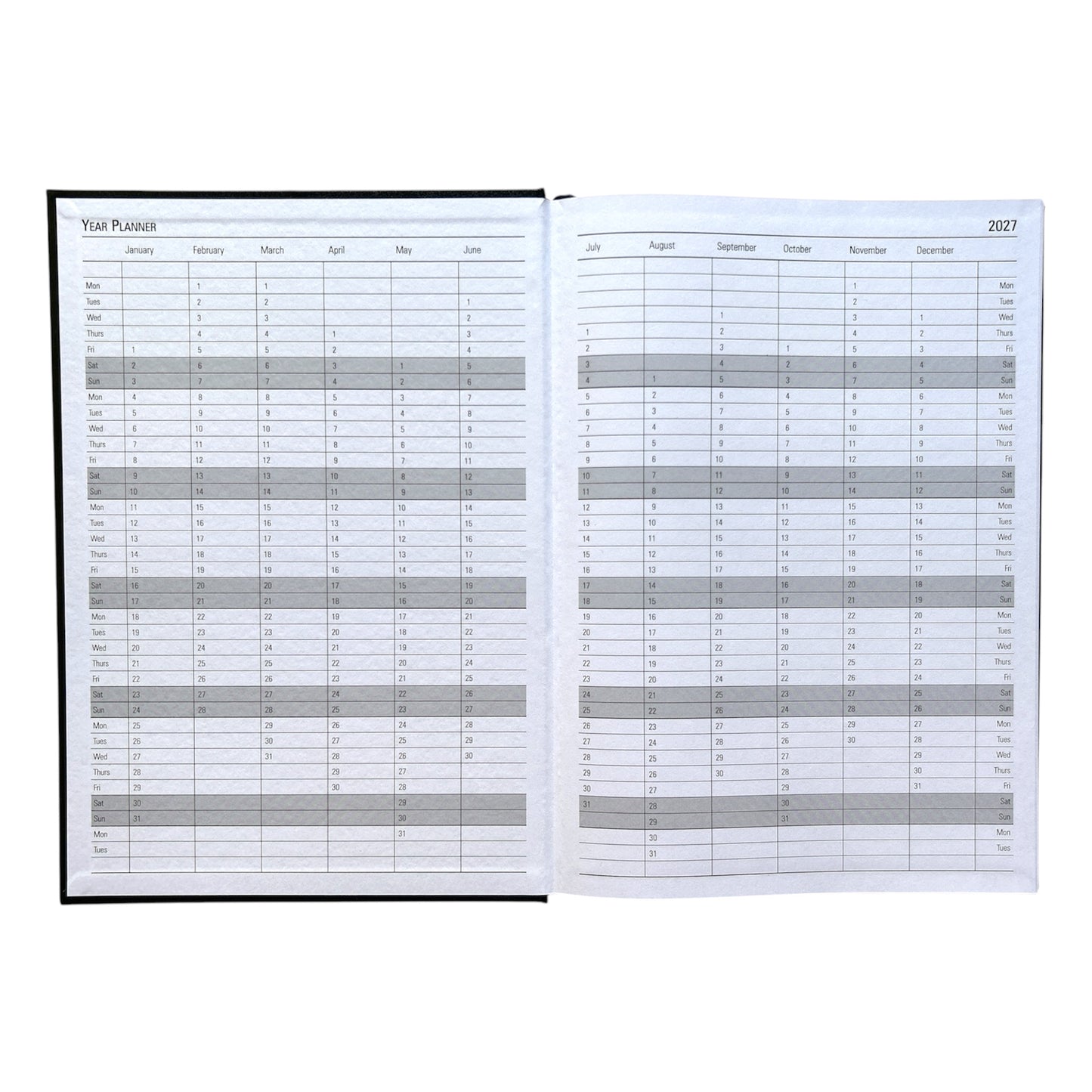 Janrax 2027 A4 Day Per Page Burgundy Desk Diary