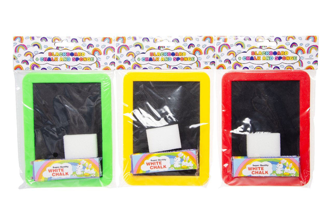 Pack of 12 Blackboards With Chalk & Sponge