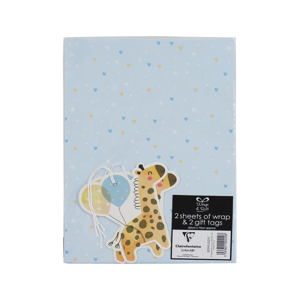 Baby Boy Design Wrap 2 Sheets 2 Tags Set