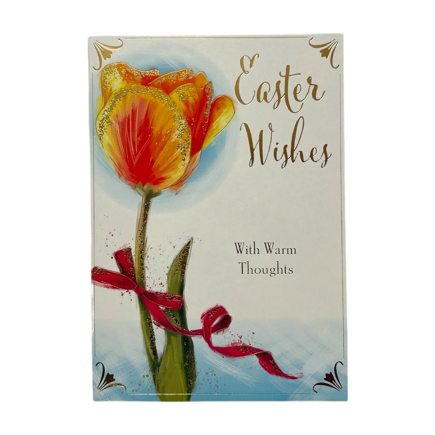 With Best Wishes Warm Thoughts Beautiful Yellow Tulip Flower Design Easter Card