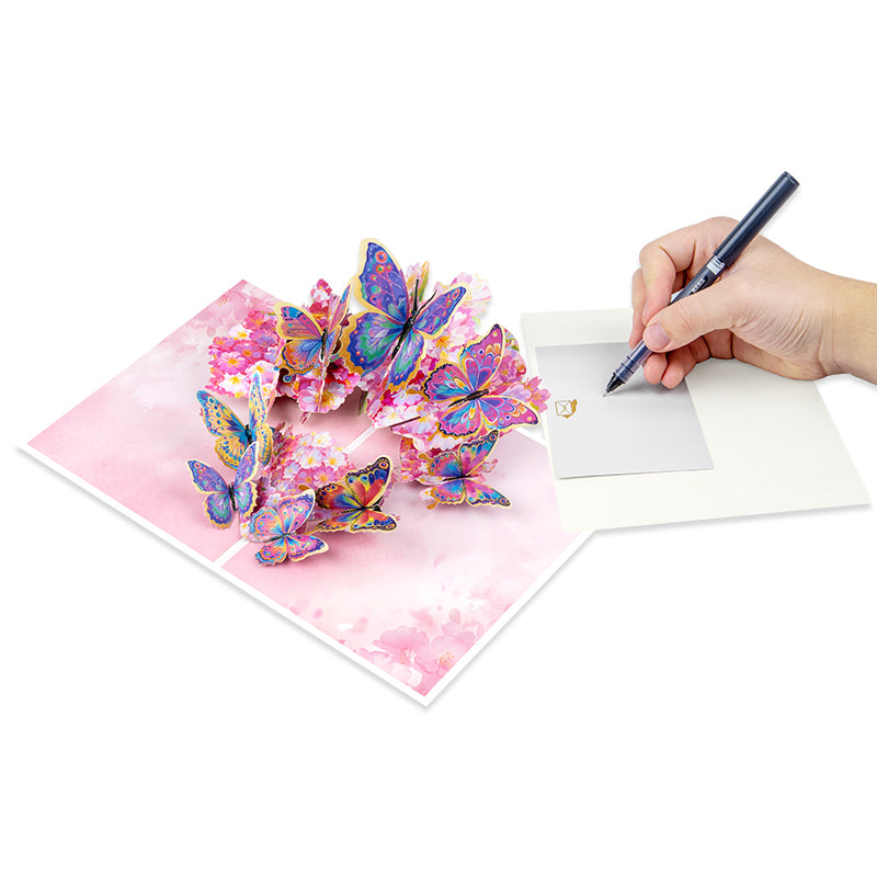 Wings of Color Cherry Blossom 3D Pop Up Greeting Card