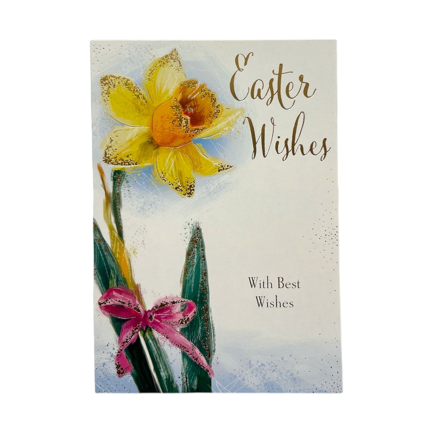 With Best Wishes Beautiful Yellow Tulip Flower Design Easter Card