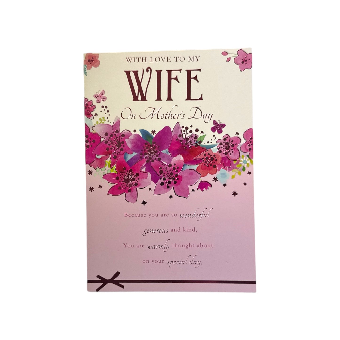 With Love To My Wife Pink Flowers Design Mother's Day Card