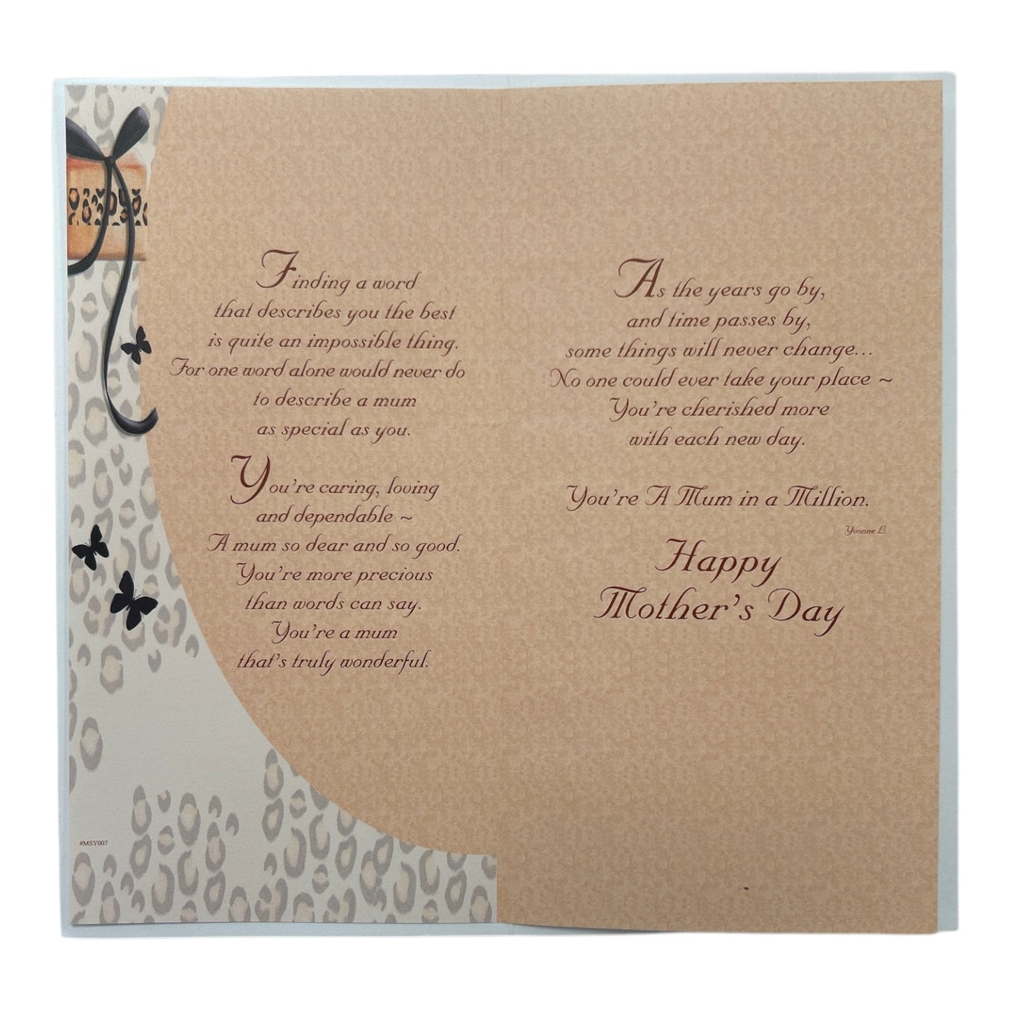Thanks Mum For Everything Animal Print Design Mother's Day Card