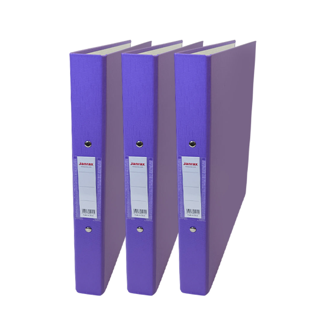 Pack of 3 A4 Purple Paper Over Board Ring Binders by Janrax